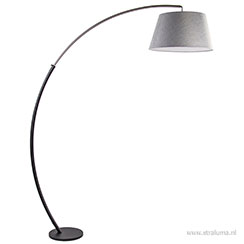 Moderne booglamp met grijze kap Japandi-Scandinese-Japanordic