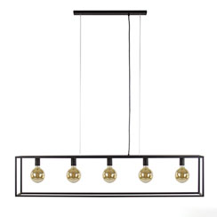 Grote eettafel hanglamp zwart balk Japandi-Scandinese-Japanordic
