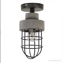 Plafondlamp beton met metalen kooi Kooilampen in diverse armaturen