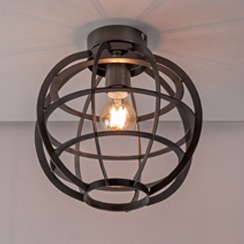 Donker metalen kooi plafondlamp rond Kooilampen in diverse armaturen