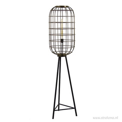 Vloerlamp oud-brons zwart kooi Kooilampen in diverse armaturen