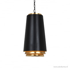Zwarte lampen met een goud accent Zwart/goud in een witte basis; moderne verlichting