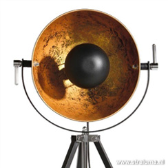 In de spotlight; de mooiste zwart/gouden lampen Vloerlamp 1L 3- Poot Schijnwerper Zwart