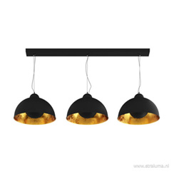 Zwarte lampen met een goud accent Zwart/goud in een witte basis; moderne verlichting