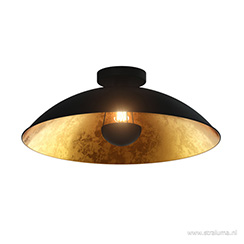 In de spotlight; de mooiste zwart/gouden lampen Grote zwarte plafondlamp met goud