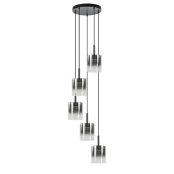 08451898 5Lichts ronde hanglamp zwart met titanium helder glas.jpg