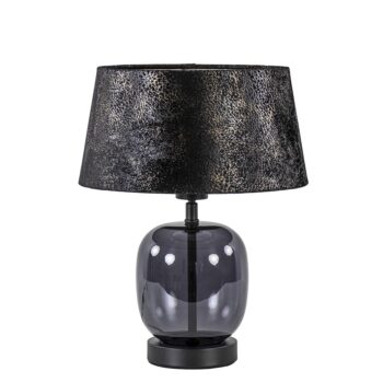 08452192 Kleine tafellamp zwart glas met stoffen kap.jpg