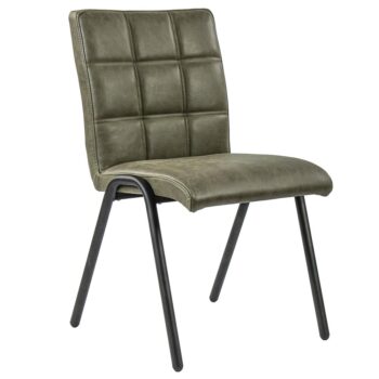 23100014 Olijf groene eettafelstoel leder met zwarte pootjes.jpg