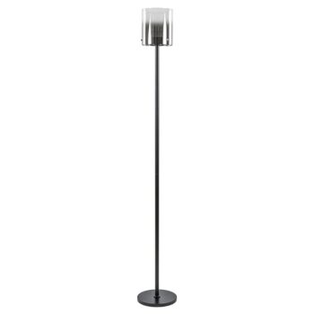 08451902 Mat zwarte LED vloerlamp met glazen kap helder titanium.jpg