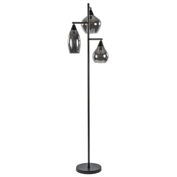 08451940 Zwart metalen vloerlamp met titanium glazen kappen.jpg