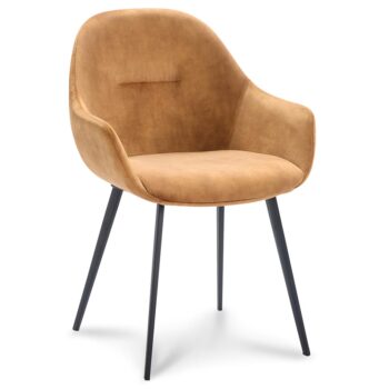 23100041 Stoffen armstoel cognac met zwarte pootjes.jpg