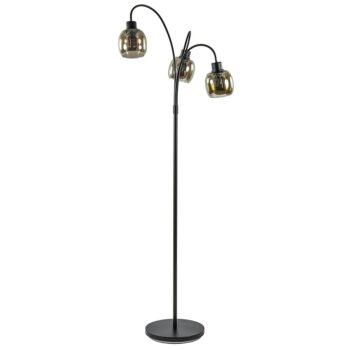 13760839 Sierlijke vloerlamp mat zwart met smoke glazen kappen.jpg