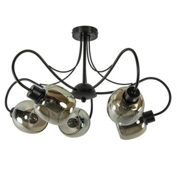 13760842 Strak klassieke 5lichts plafondlamp met smoke glazen kappen.jpg