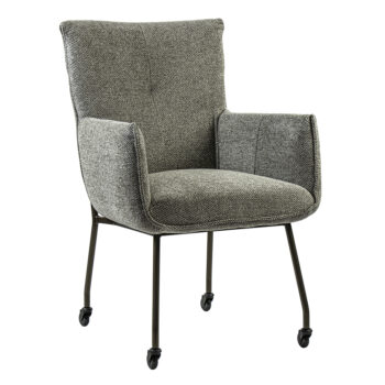 08050010 Luxe armstoel stof taupe met bronzen poot en wieltjes.jpg