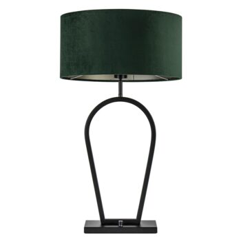 19771734 Mat zwarte tafellamp met kap velours groen.jpg