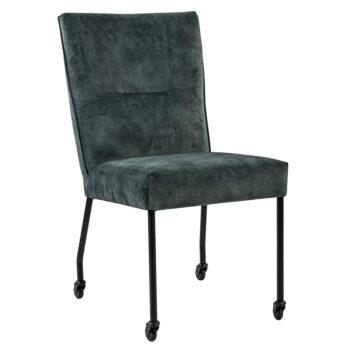 08050009 Stoffen eetkamerstoel met zwarte poot en wieltjes.jpg