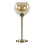 Gouden tafellamp met amber glazen bol 20 cm
