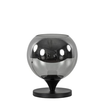 23220165 Mat zwarte tafellamp met smoke titanium bol klein.jpg