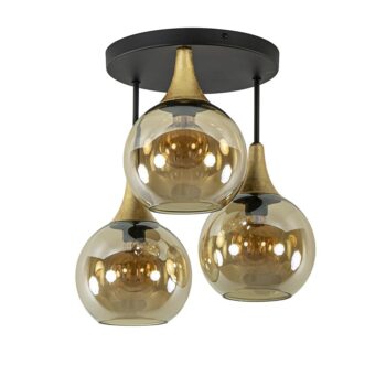 11040027 Klassieke plafondlamp zwart goud met amber glas.jpg