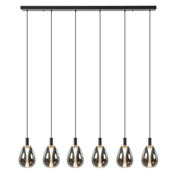 23400017 6 Licht LED eetkamerhanglamp smoke glas met zwart.jpg