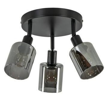 02810006 3 Lichts plafondlamp zwart met smoke glas rond.jpg