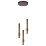 Hanglamp 3L taupe/koffiebruin tubes