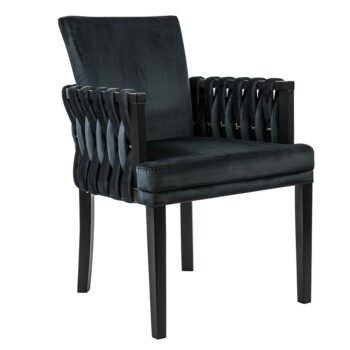 01820011 Chique armstoel zwart met sierlijke leuning en goud.jpg