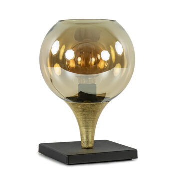 11040031 Strak klassieke tafellamp zwart goud met amber glas.jpg