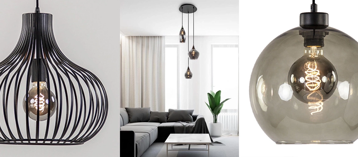 Open hanglampen met zichtbare lichtbron