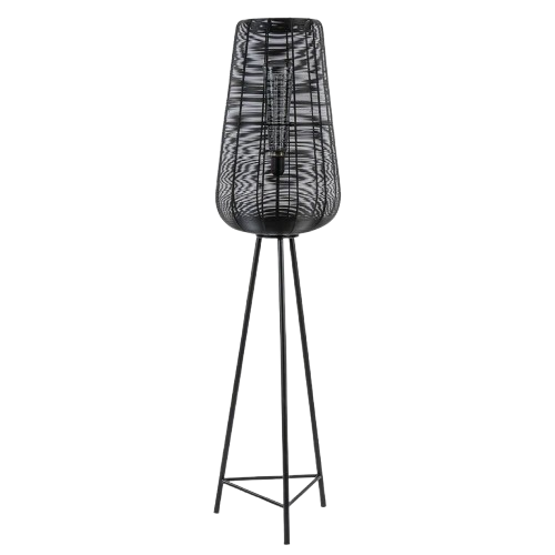 Driepoot vloerlamp Adeta mat zwart draad Stralum