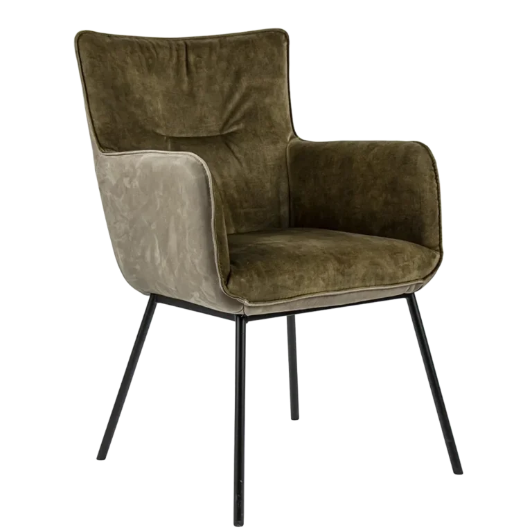 08050004 Moderne eetkamerstoel leder met stoffen zitting