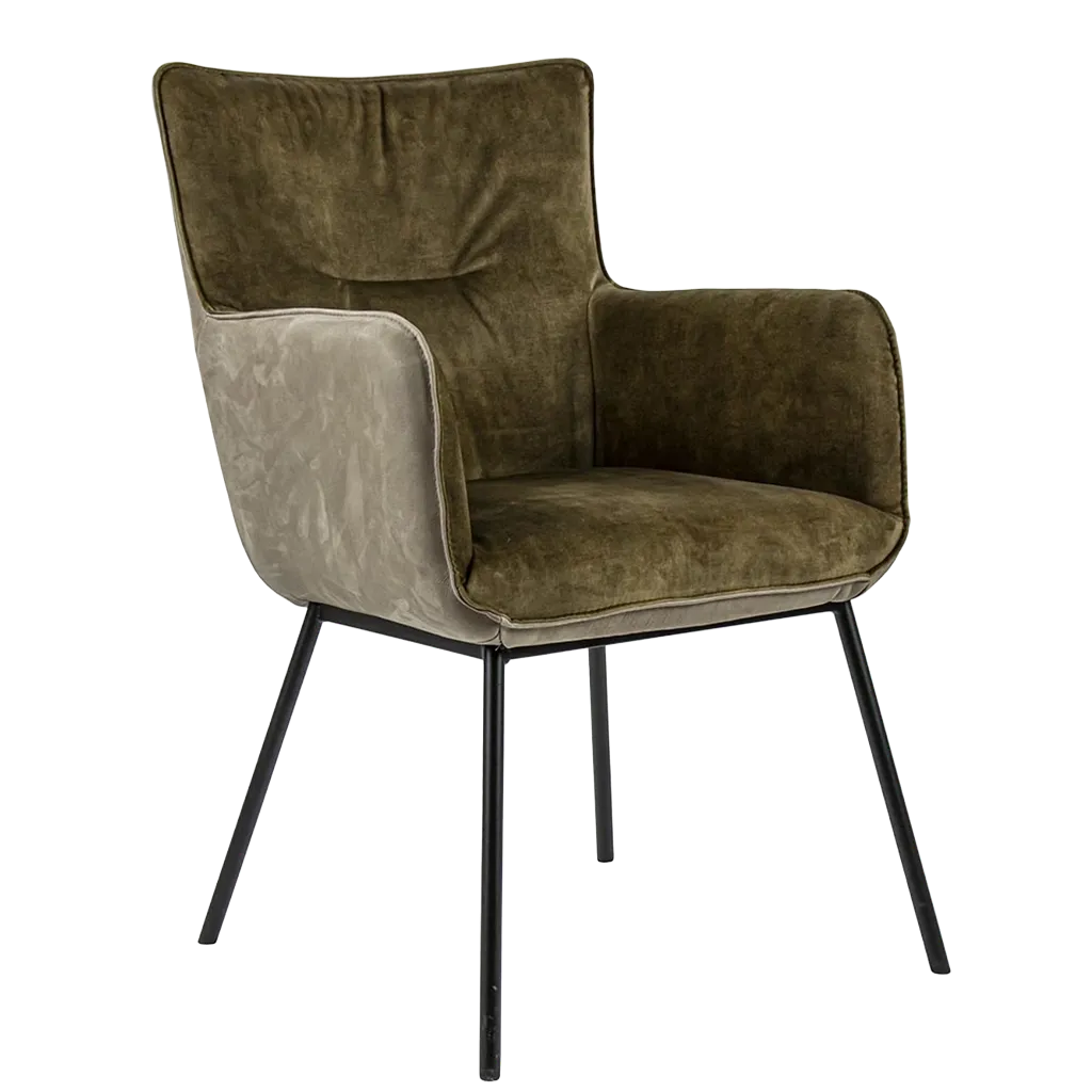 08050004 Moderne eetkamerstoel leder met stoffen zitting