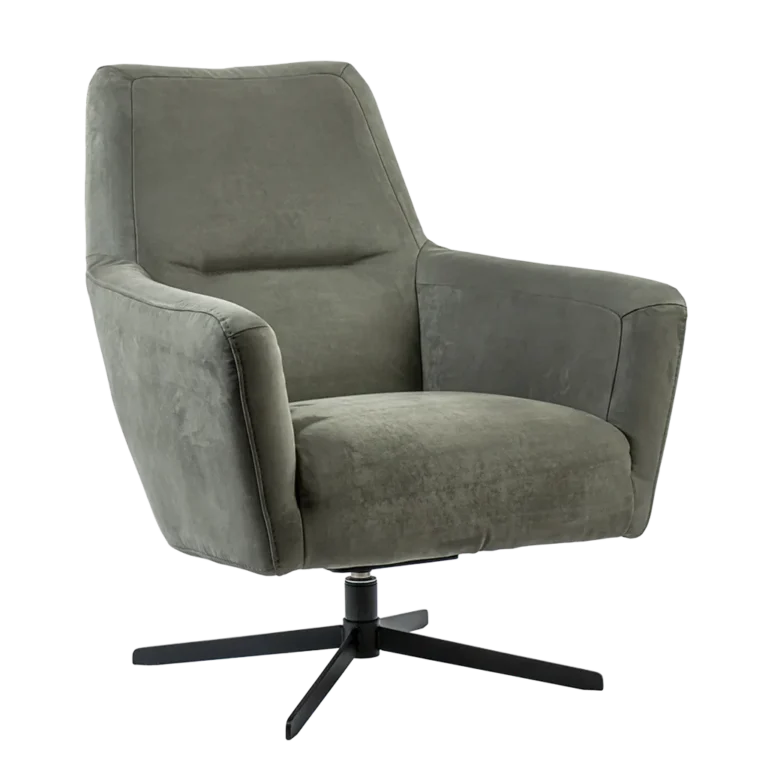 14250006 Draaibare relax fauteuil grijs met zwarte kruispoo