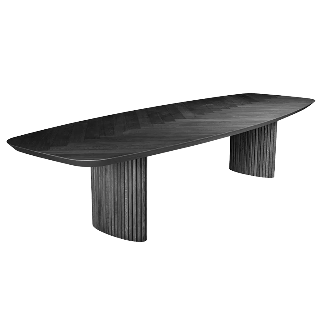 14250021 Chique eettafel zwart eiken walvisgr