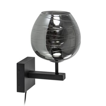 08451862 Smoke glazen wandlamp met zwart inclusief snoer.jpg