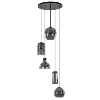 08451866 Ronde 5lichts hanglamp zwart met diverse smoke glazen.jpg