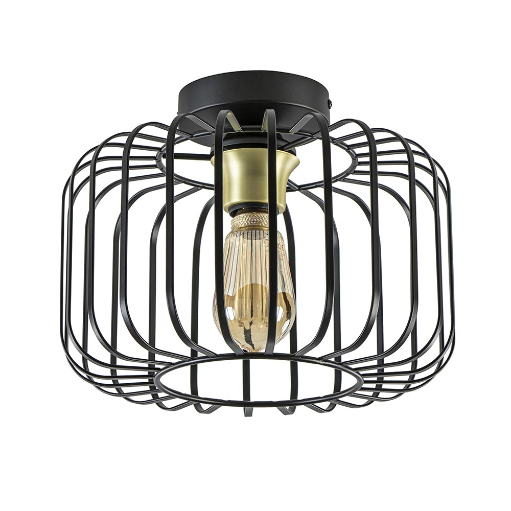 08451893 Ronde plafondlamp draad zwart met goud.jpg