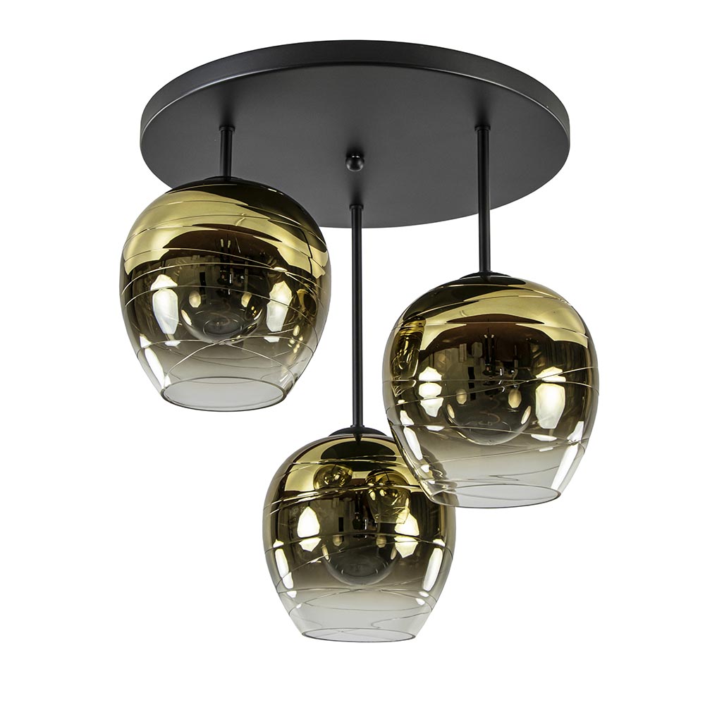 08452040 Chique 3lichts plafondlamp zwart met goud glas.jpg