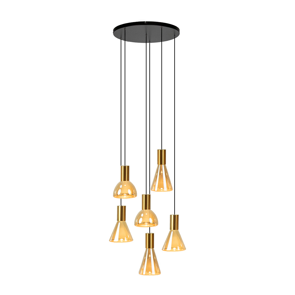 05320154 Hanglamp zwart messing met amber glas 6L.jpg