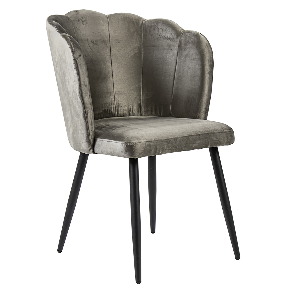 01820032 Chique eetkamerstoel velours grijs met zwarte poot.jpg