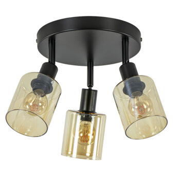 02810005 Ronde plafondlamp 3 lichts zwart met amber glazen kappen.jpg
