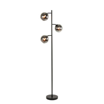 02810017 Moderne vloerlamp 3 lichts zwart met smoke glazen bollen O15cm.jpg