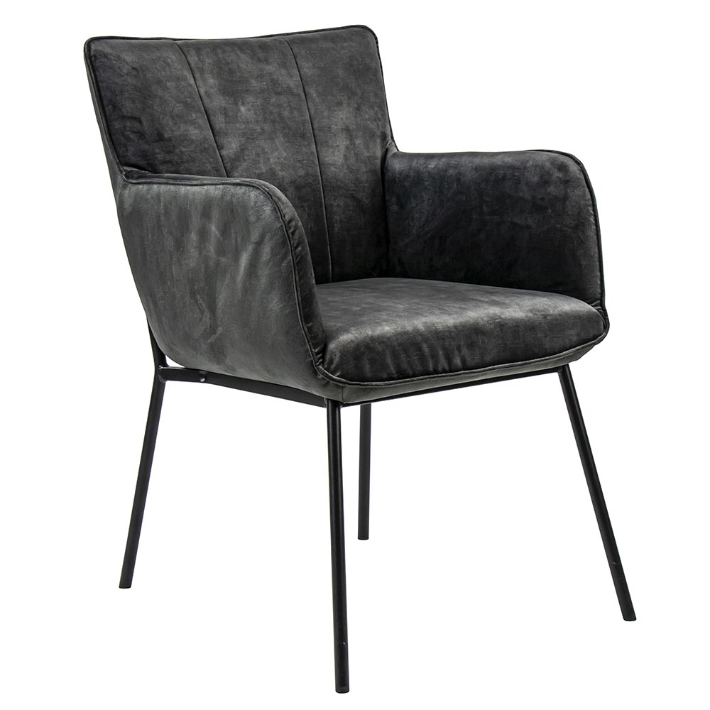 08050003 Trendy eetkamerstoel velours antraciet met armleuning.jpg