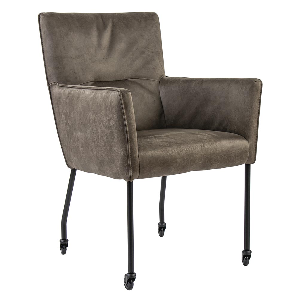 08050005 Bull lederen armstoel liver met wieltjes en zwarte poot.jpg