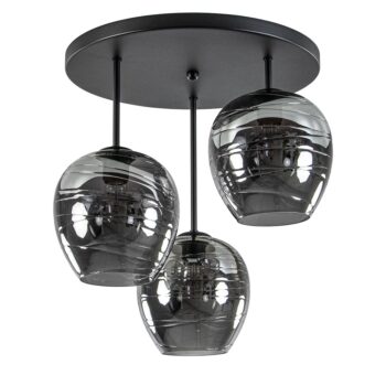 08451861 Grote luxe 3lichts plafondlamp zwart met smoke glas.jpg