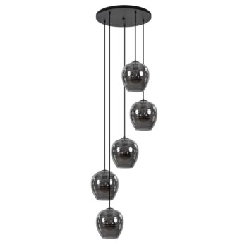 08451865 5Lichts ronde hanglamp zwart met smokey glas.jpg