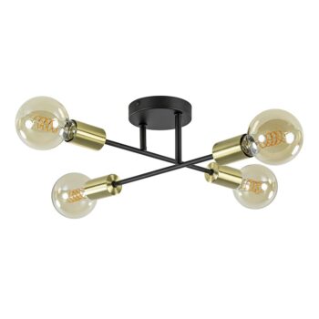 08451880 Landelijke 4lichts plafondlamp zwart met goud verstelbaar.jpg