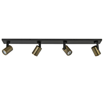 08452226 4 Lichts opbouwspot zwart met bronzen kappen.jpg