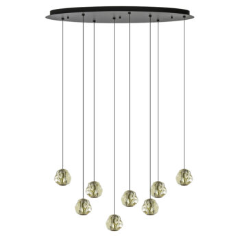 08452234 Ovale LED hanglamp amber glas met zwart en goud.jpg