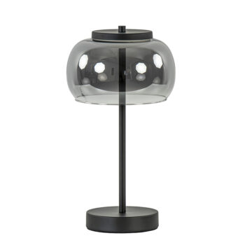 08650005 Chique LED tafellamp zwart met smoke glazen kap.jpg